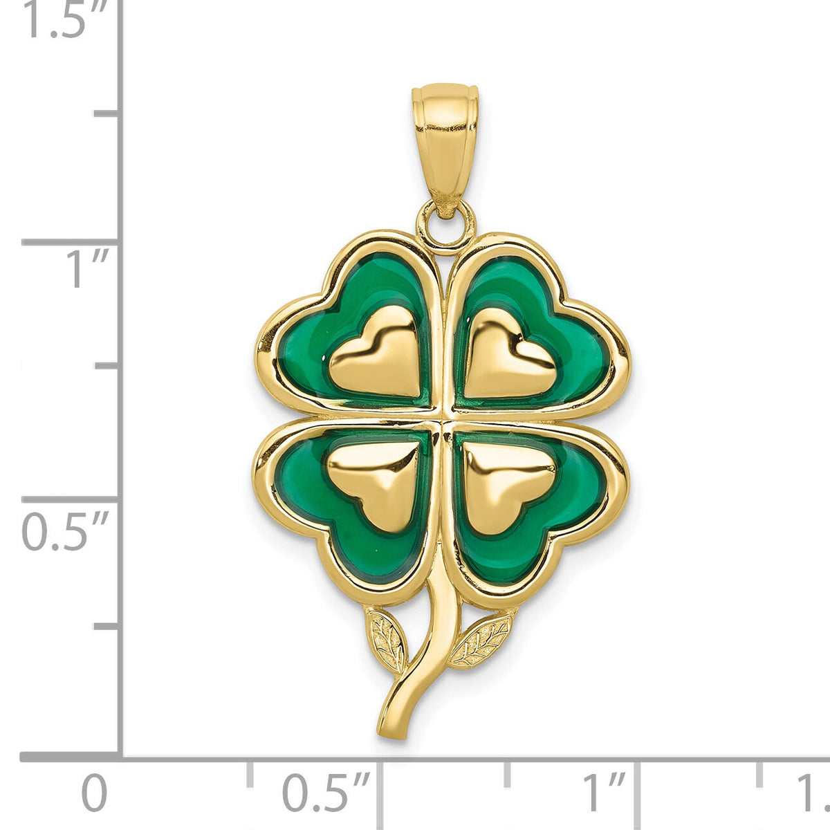 10K 4-Leaf Clover Pendant with Enameled Tips-10K4099