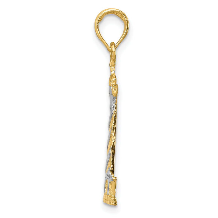 10K and Rhodium Cape Hatteras Lighthouse Pendant-10K4147