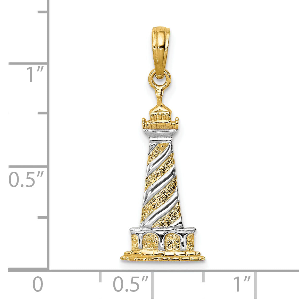 10K and Rhodium Cape Hatteras Lighthouse Pendant-10K4147