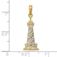 10K and Rhodium Cape Hatteras Lighthouse Pendant-10K4147