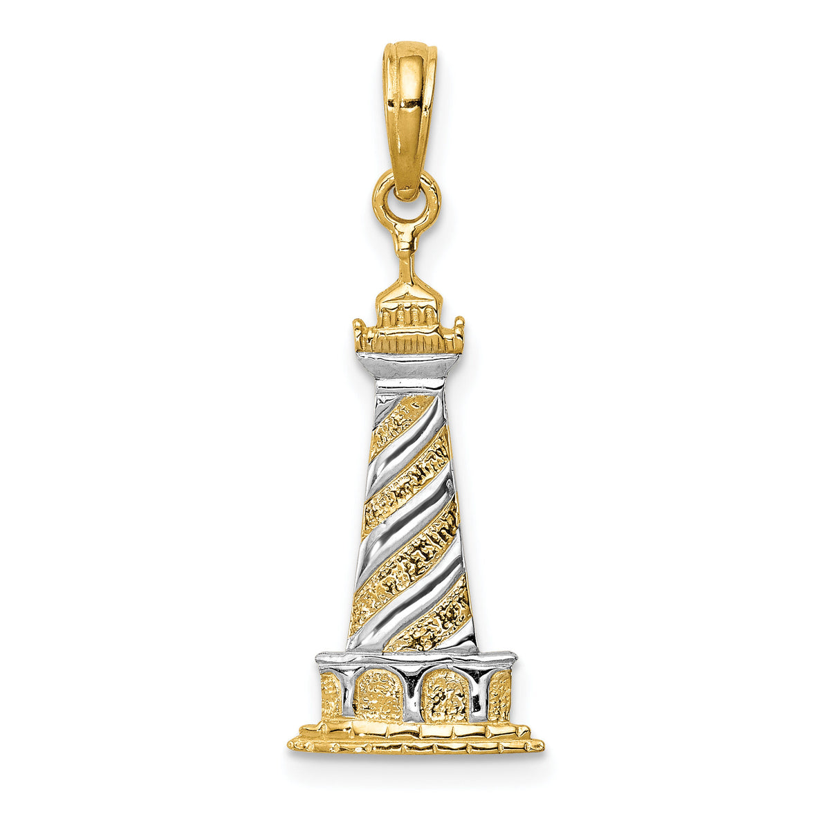 10K and Rhodium Cape Hatteras Lighthouse Pendant-10K4147