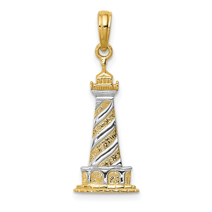 10K and Rhodium Cape Hatteras Lighthouse Pendant-10K4147
