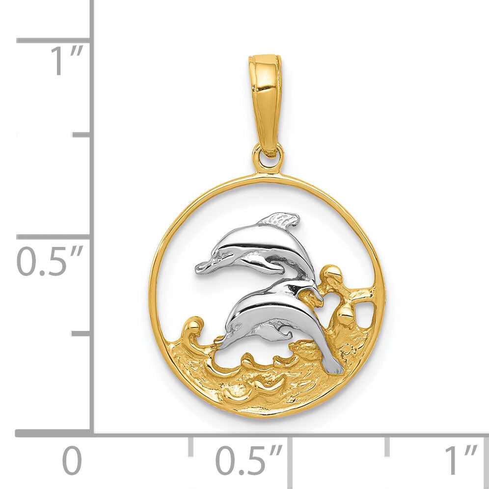 10K w/Rhodium Double Dophins Charm-10K4186