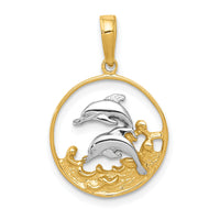 10K w/Rhodium Double Dophins Charm-10K4186