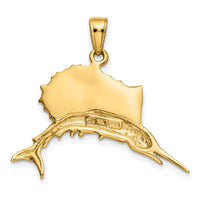 10K & Rhodium Sailfish Pendant-10K4192