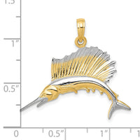 10K & Rhodium Sailfish Pendant-10K4192