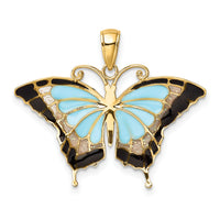 10K Aqua Enameled Butterfly Pendant-10K4229