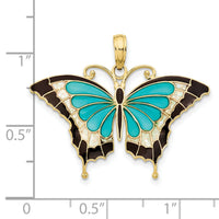 10K Aqua Enameled Butterfly Pendant-10K4229