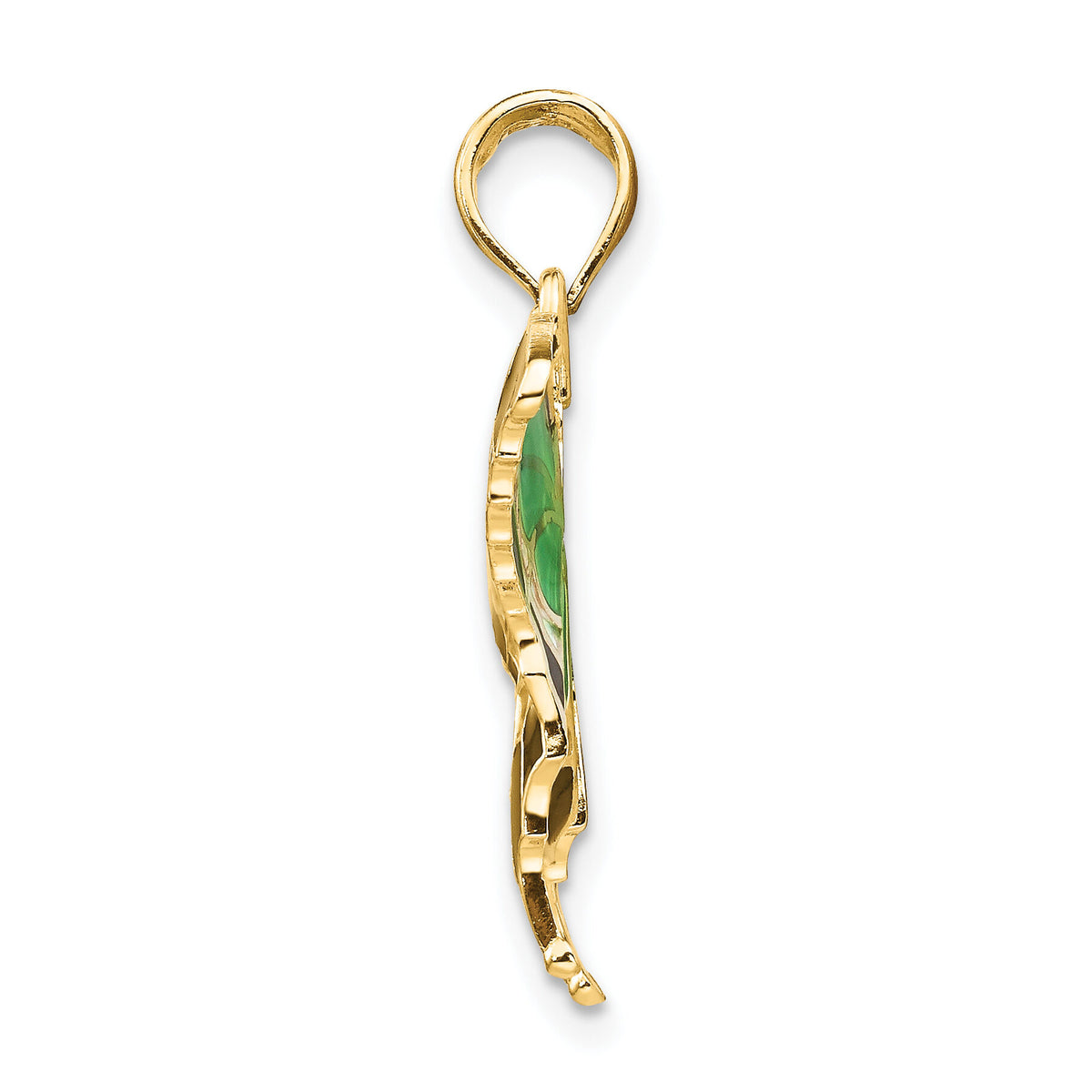 10K Green Enameled Butterly Pendant-10K4231