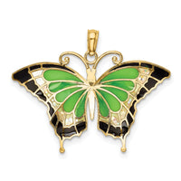 10K Green Enameled Butterly Pendant-10K4231