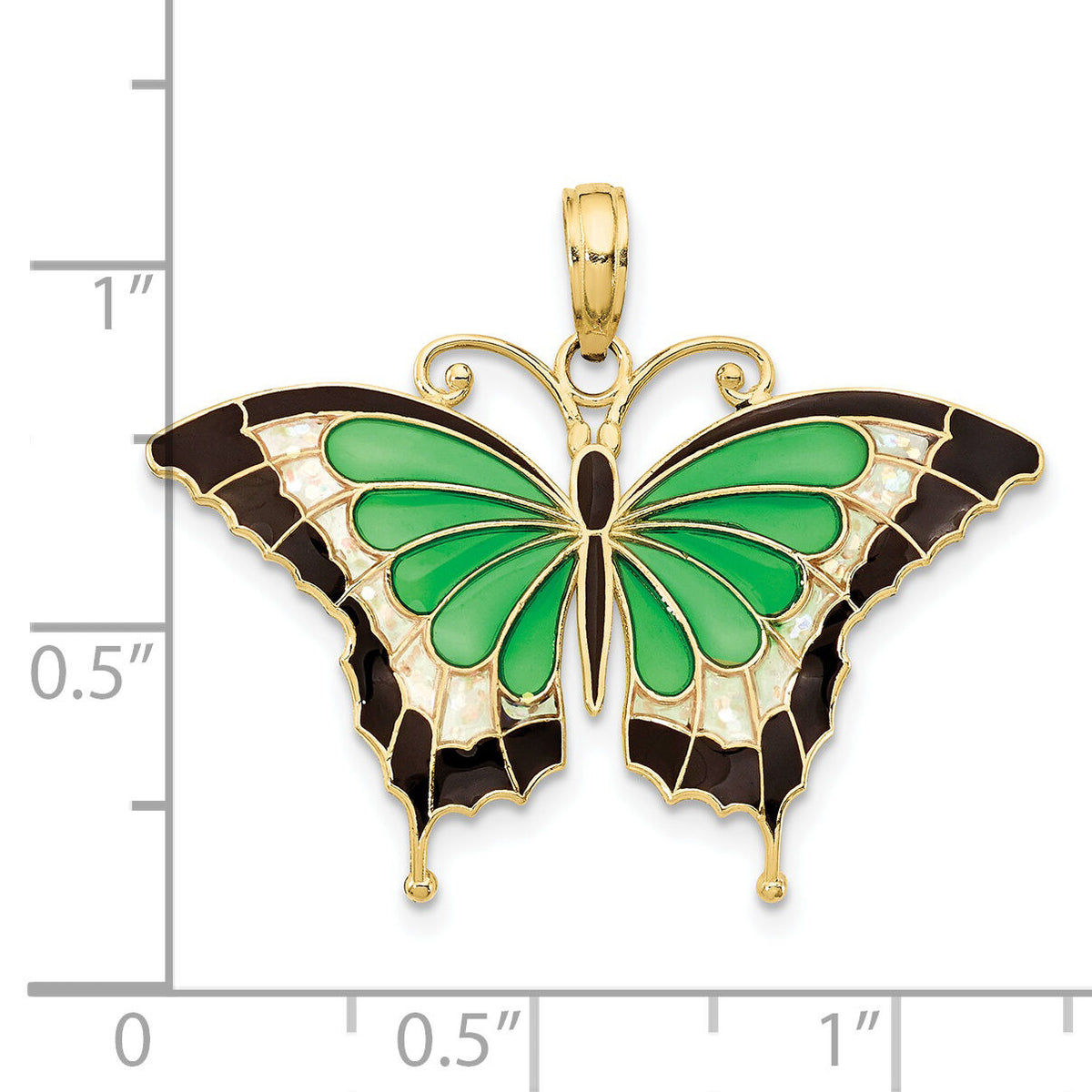 10K Green Enameled Butterly Pendant-10K4231