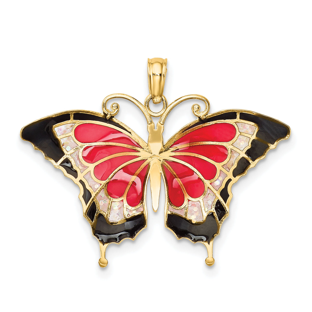 10K Enameled Butterfly Pendant-10K4232