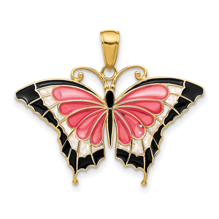 10K Enameled Butterfly Pendant-10K4232