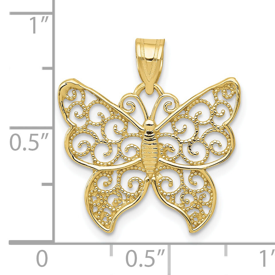 10k Filigree Butterfly Pendant-10K4240