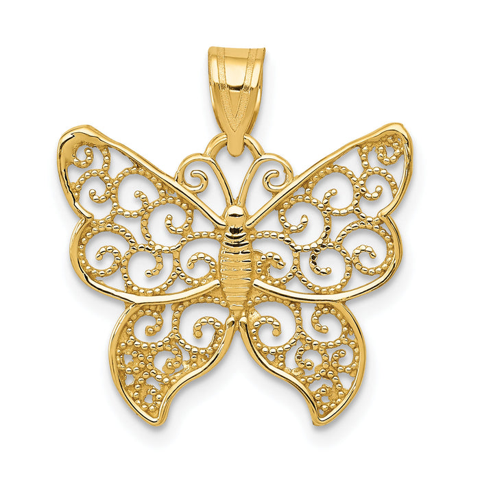 10k Filigree Butterfly Pendant-10K4240