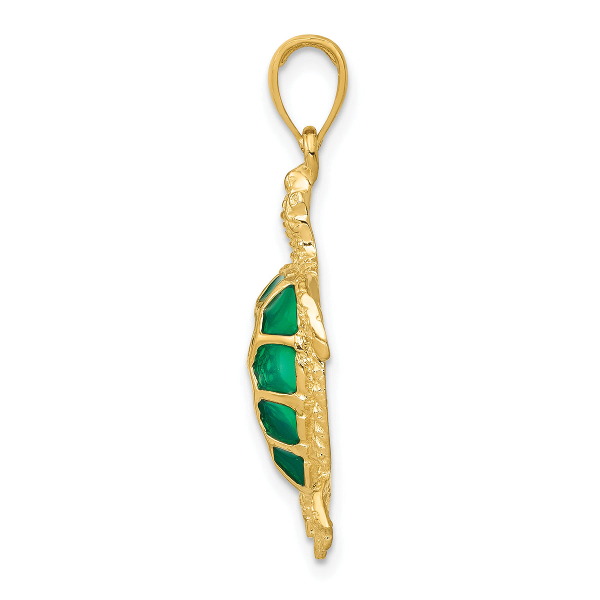 10K Green Enameled Sea Turtle Pendant-10K4256