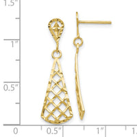 10K Diamond-cut Inverted Fan Dangle Post Earring-10K4359