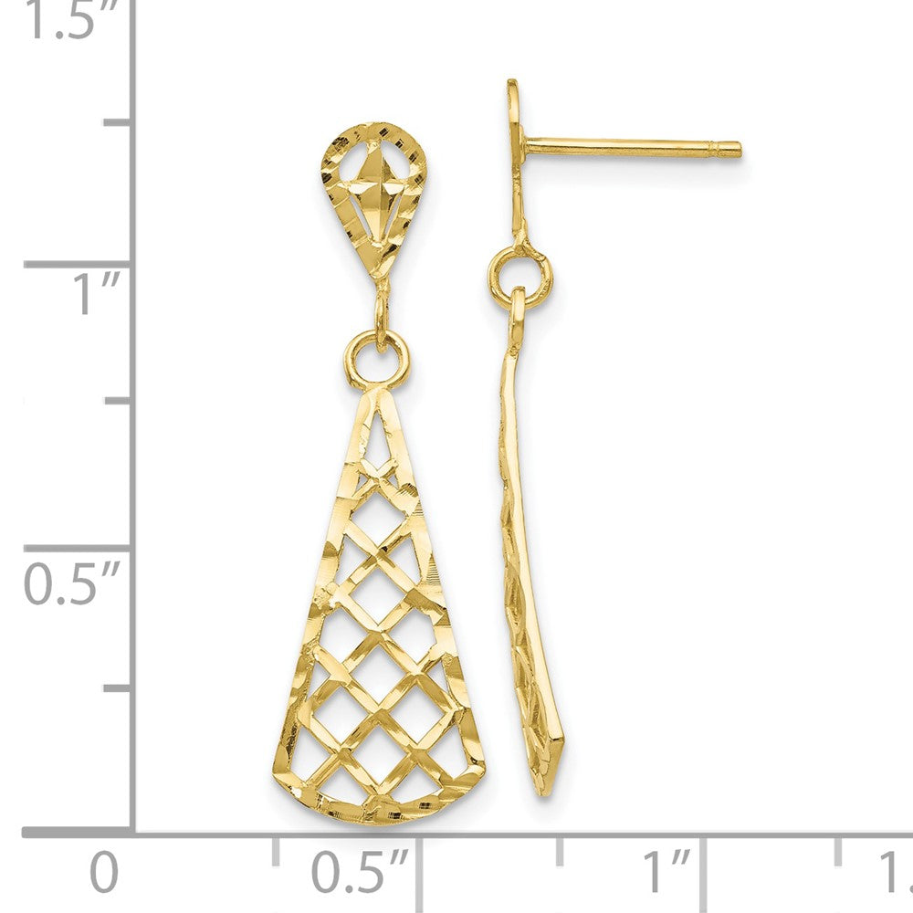 10K Diamond-cut Inverted Fan Dangle Post Earring-10K4359