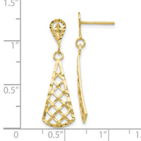 10K Diamond-cut Inverted Fan Dangle Post Earring-10K4359