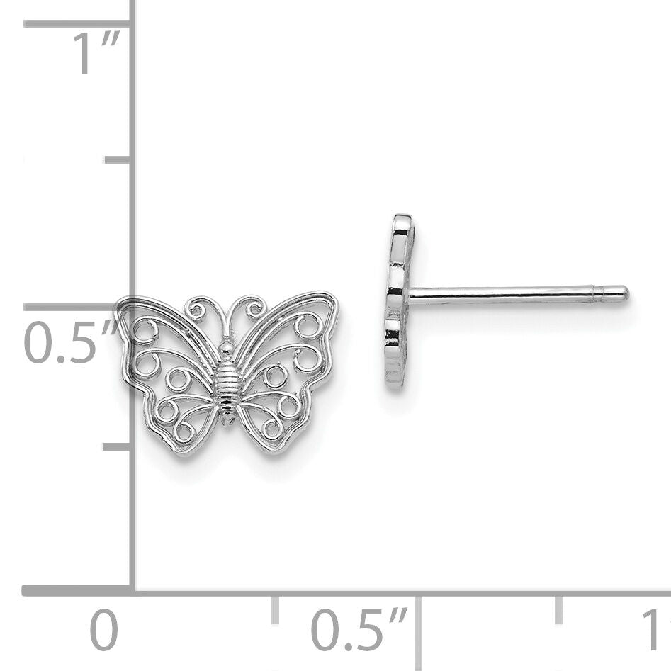 10K White Gold Butterfly Post Earrings-10K4418W