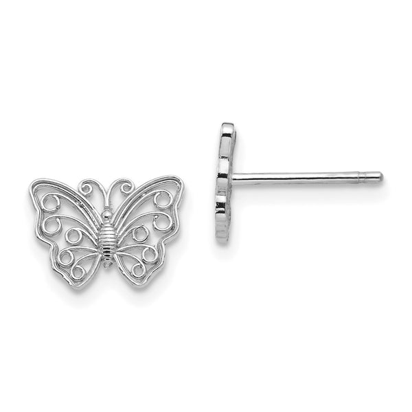 10K White Gold Butterfly Post Earrings-10K4418W