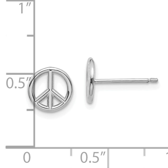 10K White Gold Polished Peace Symbol Post Earrings-10K4516W