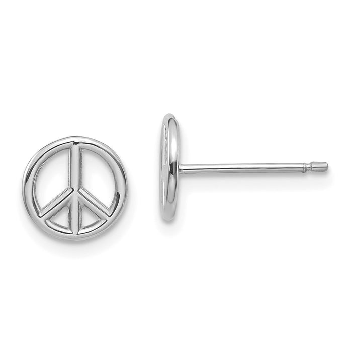 10K White Gold Polished Peace Symbol Post Earrings-10K4516W