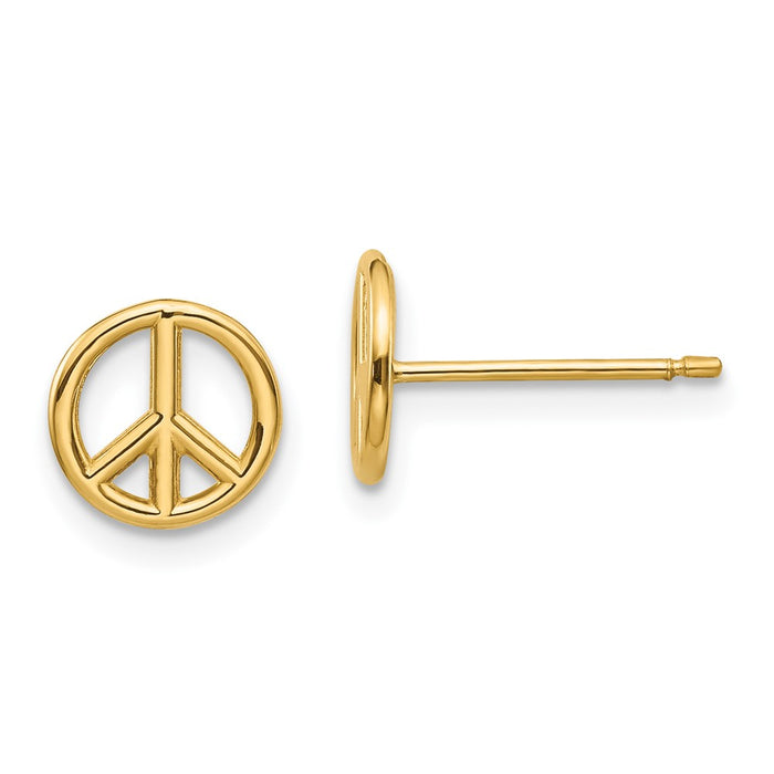 10K Polished Peace Symbol Post Earrings-10K4516