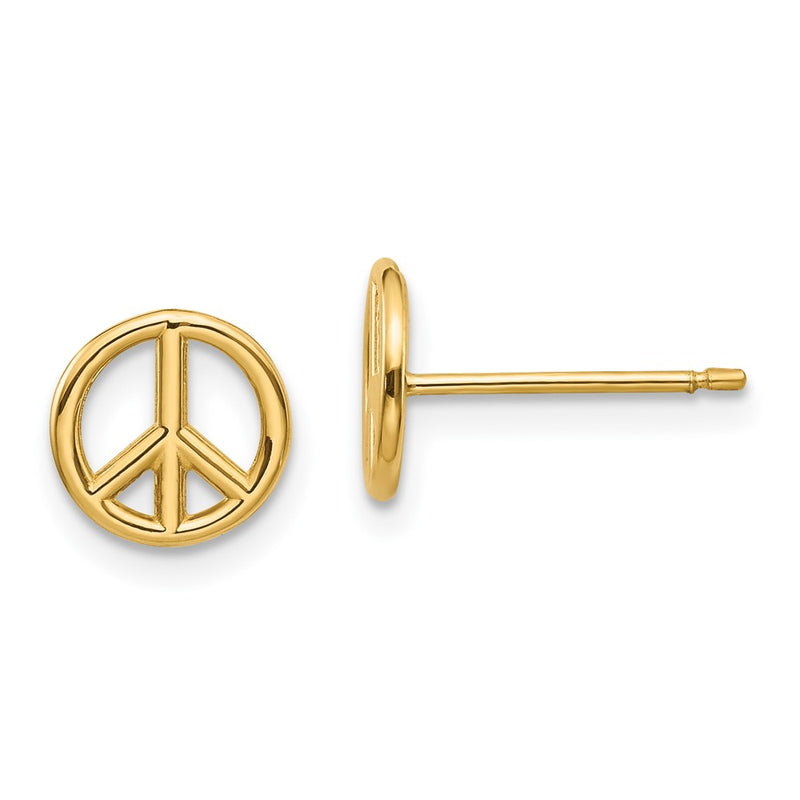 10K Polished Peace Symbol Post Earrings-10K4516