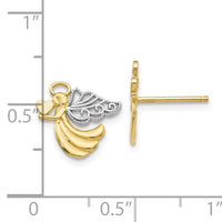 10K & Rhodium Angel with Heart Post Earrings-10K4523