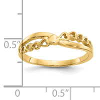 10K Polished Criss Cross Pattern Hearts Ring-10K4568
