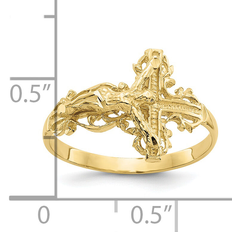 10K Diamond-cut Crucifix Ring-10K4584