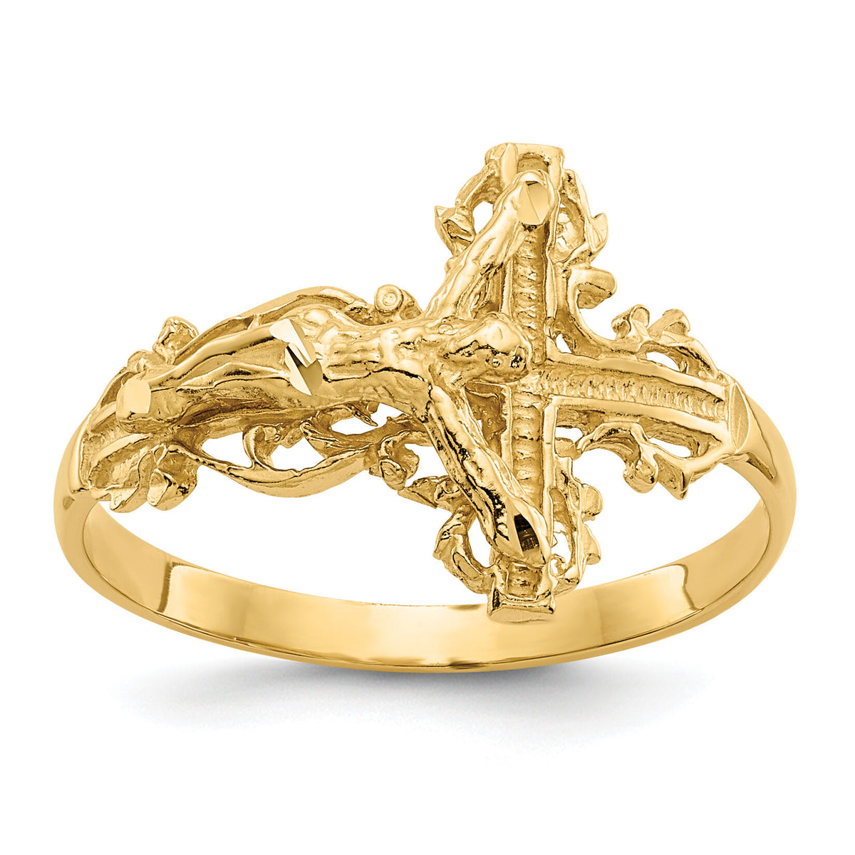 10K Diamond-cut Crucifix Ring-10K4584
