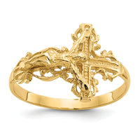 10K Diamond-cut Crucifix Ring-10K4584