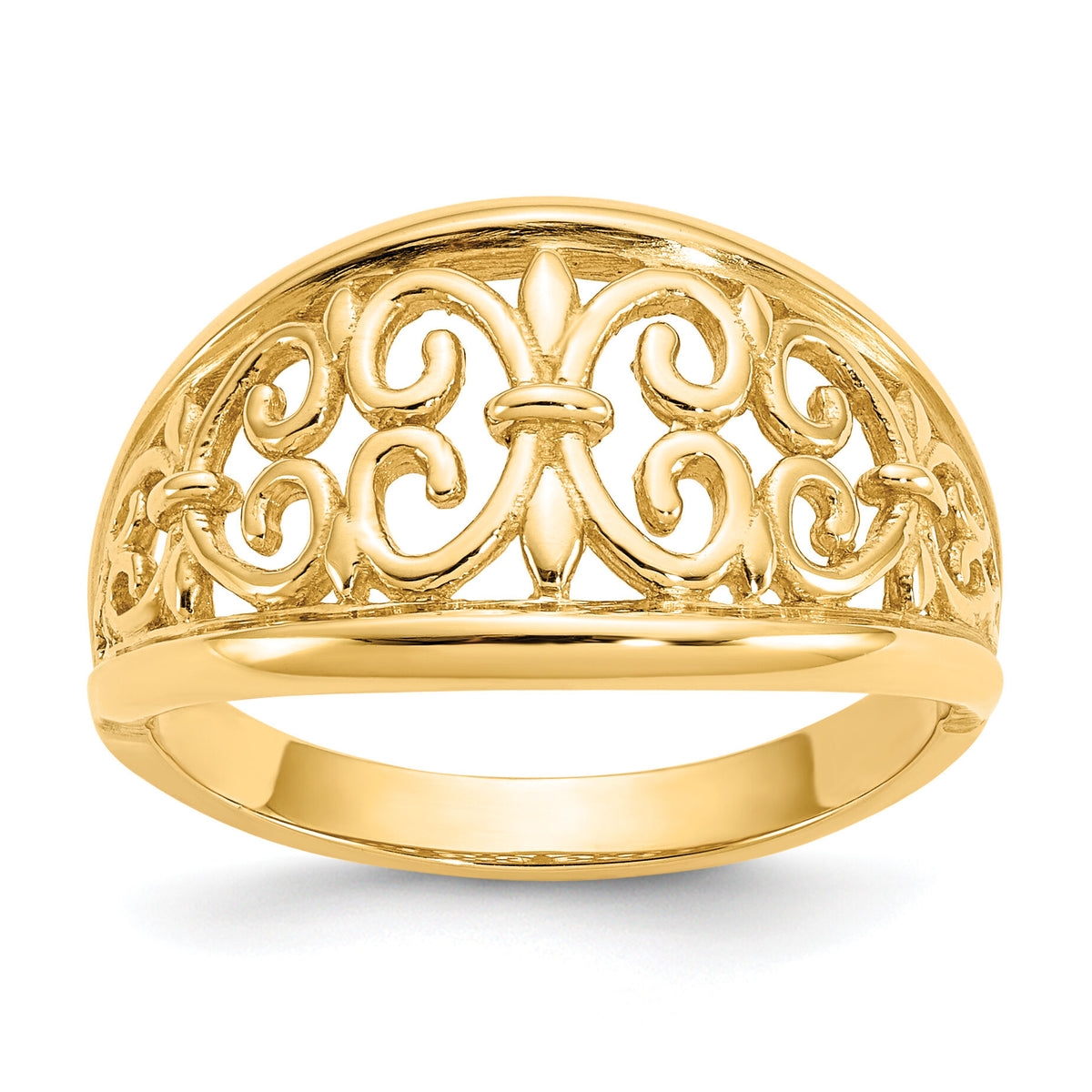 10K Fleur-De-Lis Tapered Ring-10K4606