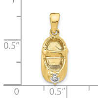 10K 3-D April/Synthetic Stone Engraveable Baby Shoe Charm-10K4652APR