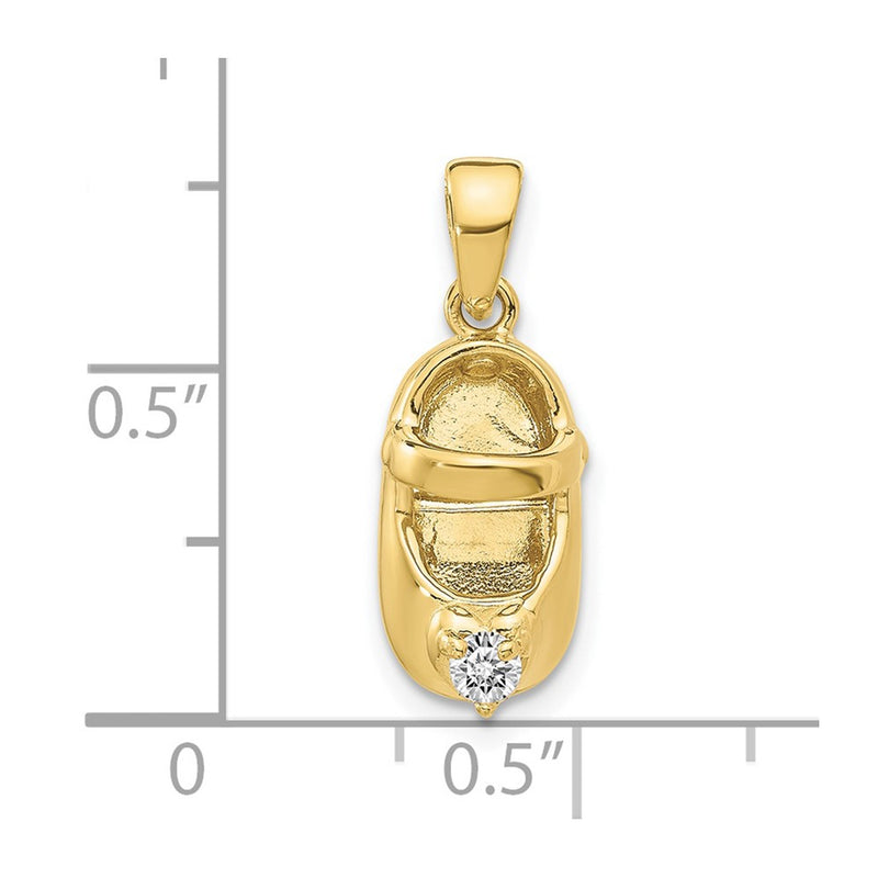 10K 3-D April/Synthetic Stone Engraveable Baby Shoe Charm-10K4652APR