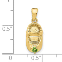 10K 3-D August/Synthetic Stone Engraveable Baby Shoe Charm-10K4652AUG