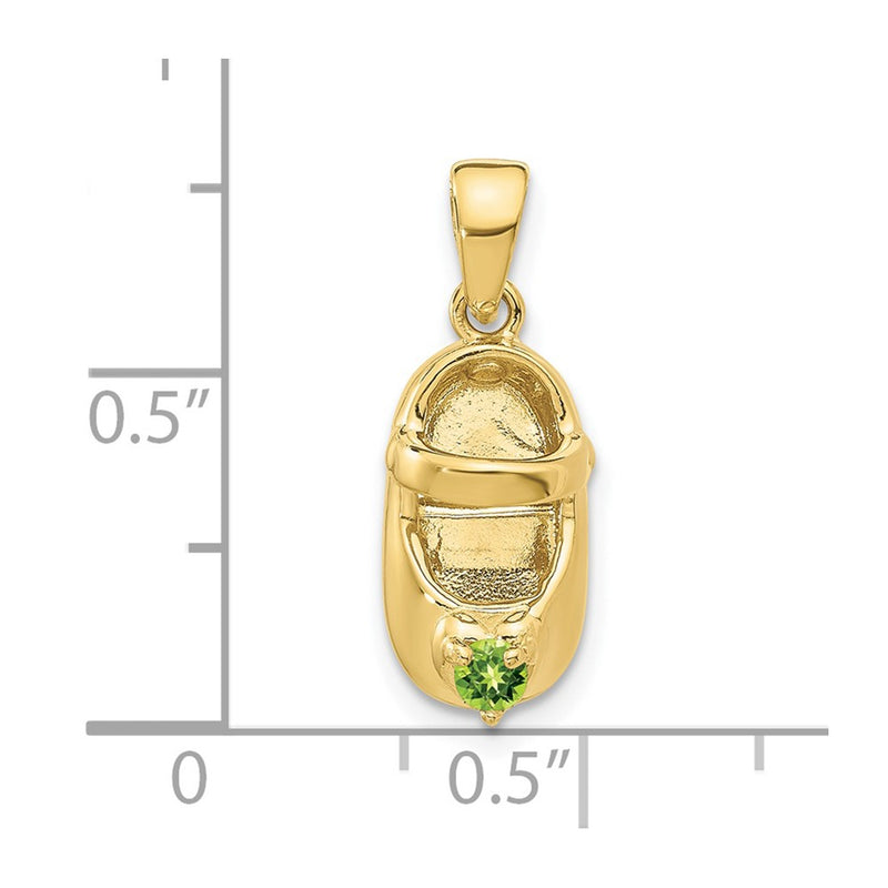 10K 3-D August/Synthetic Stone Engraveable Baby Shoe Charm-10K4652AUG