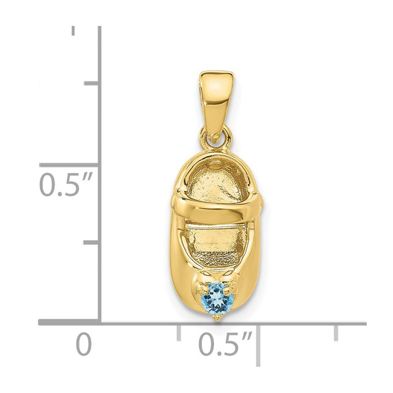 10K 3-D December/Synthetic Stone Engraveable Baby Shoe Charm-10K4652DEC