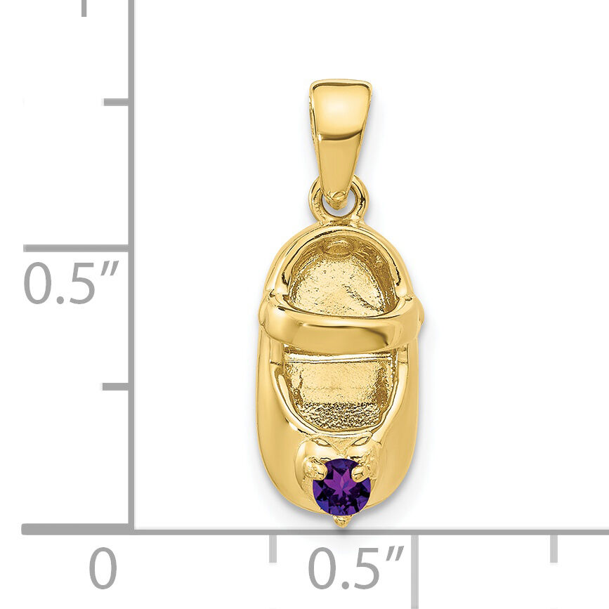 10k 3-D February/Synthetic Stone Engraveable Baby Shoe Charm-10K4652FEB