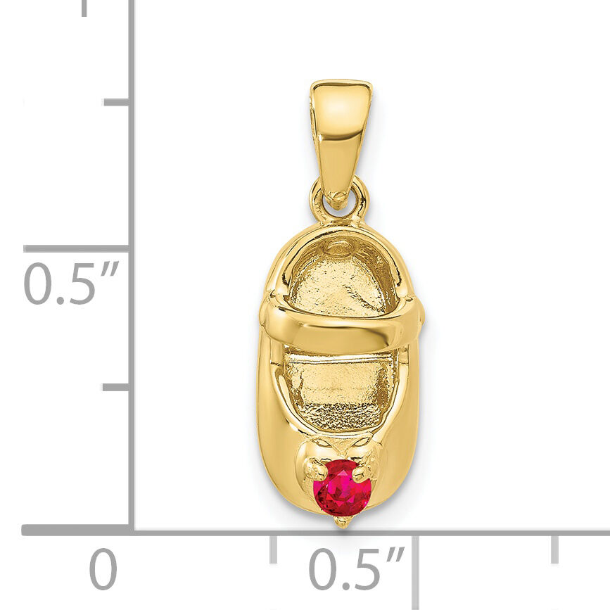 10K 3-D July/Synthetic Stone Engraveable Baby Shoe Charm-10K4652JUL