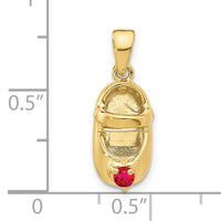 10K 3-D July/Synthetic Stone Engraveable Baby Shoe Charm-10K4652JUL