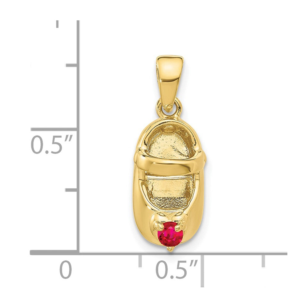 10K 3-D July/Synthetic Stone Engraveable Baby Shoe Charm-10K4652JUL