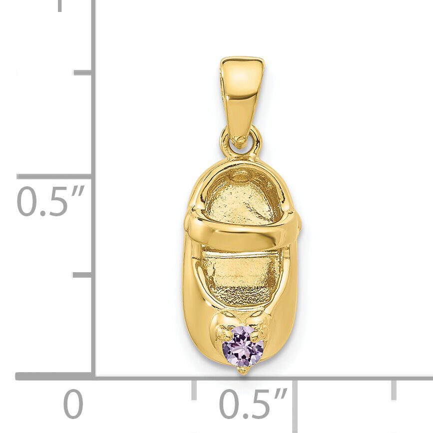 10K 3-D June Synthetic Stone Engraveable Baby Shoe Charm-10K4652JUN