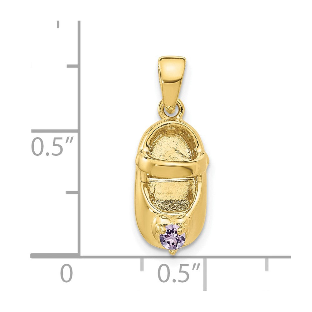 10K 3-D June Synthetic Stone Engraveable Baby Shoe Charm-10K4652JUN