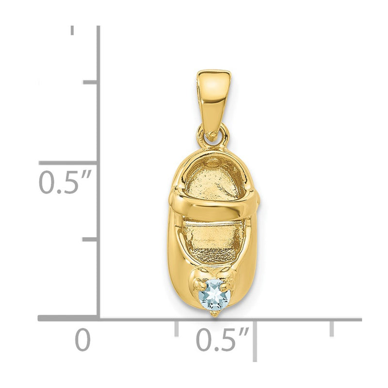 10K 3-D March/Synthetic Stone Engraveable Baby Shoe Charm-10K4652MAR