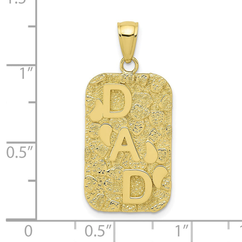 10K DAD Gold Nugget Dog Tag Pendant-10K4733