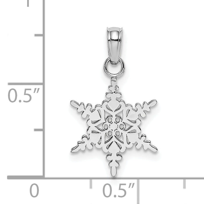 10k White Gold Small Snowflake Pendant-10K4742W