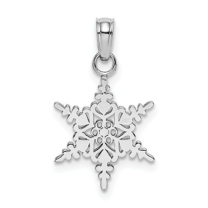 10k White Gold Small Snowflake Pendant-10K4742W